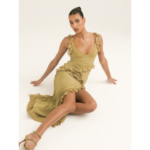 NEW House of CB Pixie Dress Olive Large - Picture 6 of 16